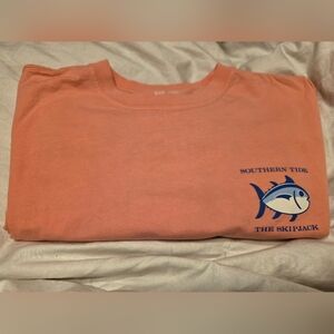 Southern Tide Peach Tee with Blue Fish Logo